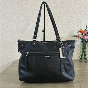 Coach F23973 Daisy Leather Emma Black Leather Tote